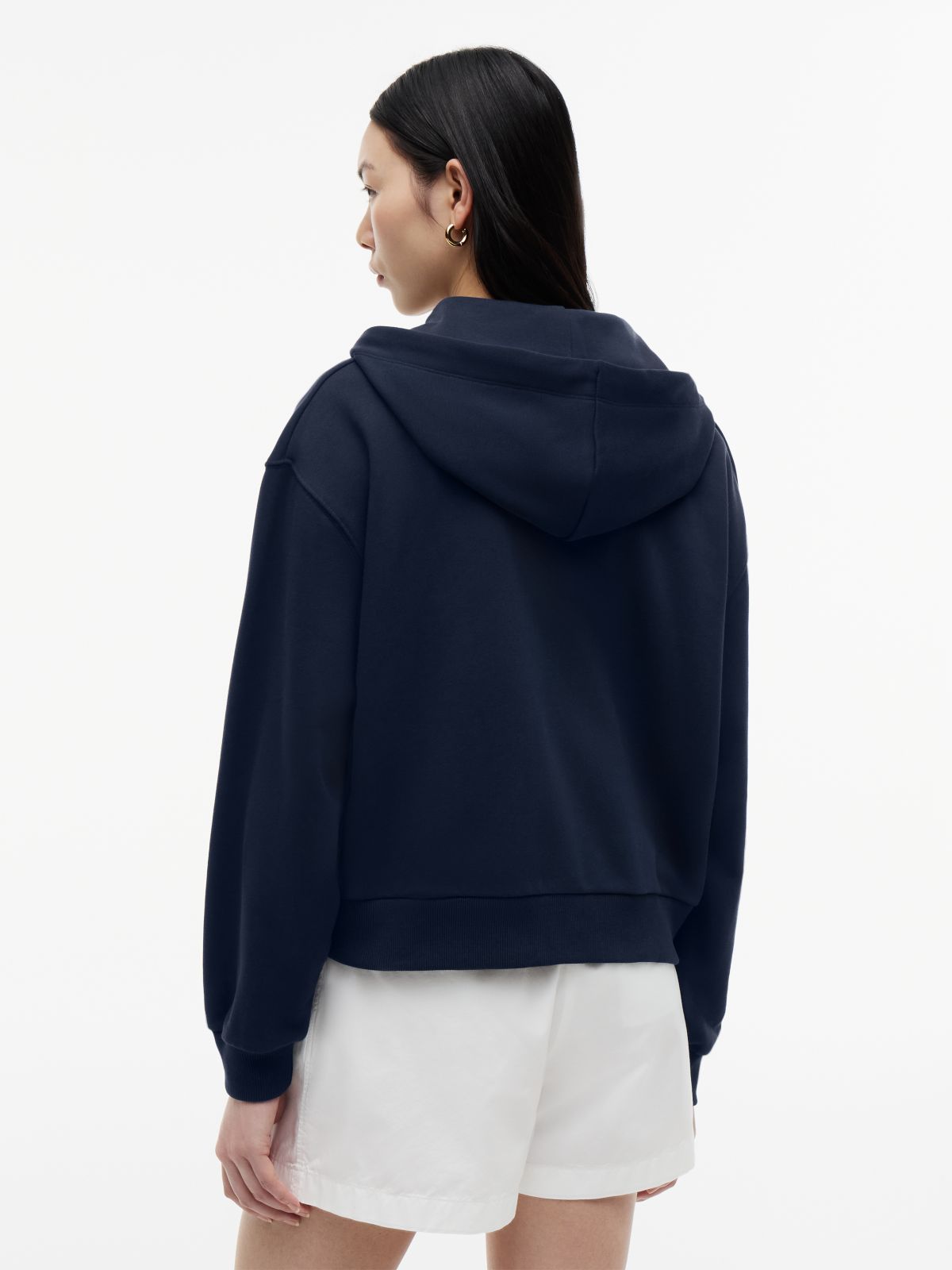 Logo Embroidery Zip-Thru Hoody — Blue