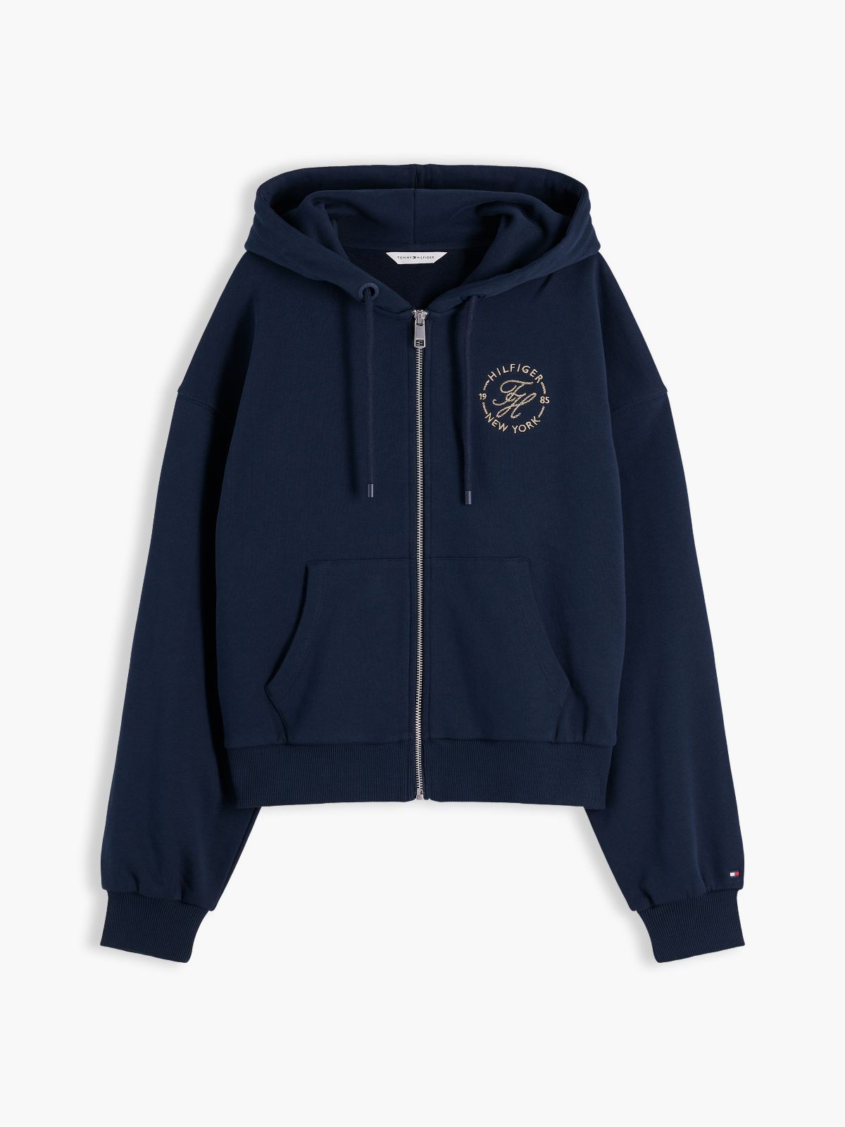 Logo Embroidery Zip-Thru Hoody — Blue