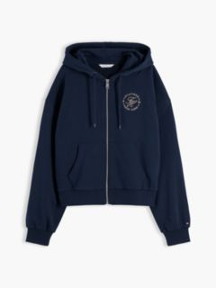 Logo Embroidery Zip-Thru Hoody — Blue 5