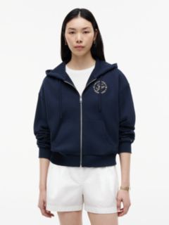 Logo Embroidery Zip-Thru Hoody — Blue 1