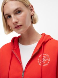 Logo Embroidery Zip-Thru Hoody — Red 3