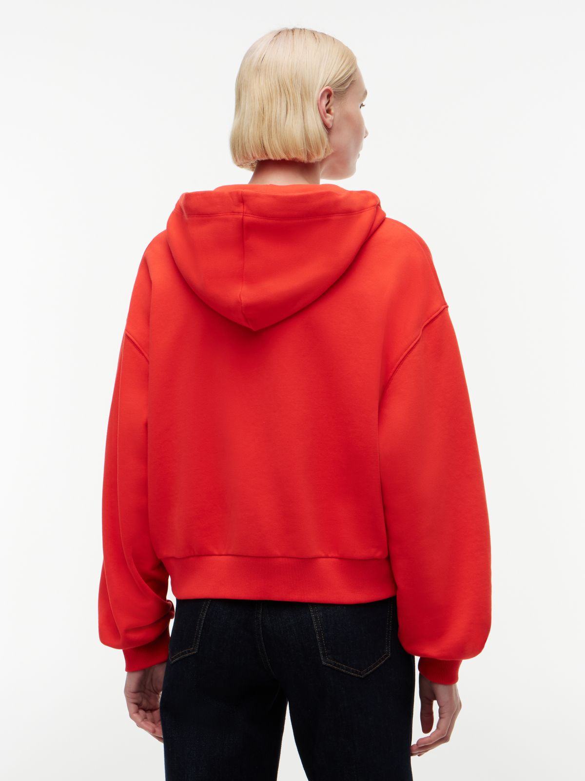 Logo Embroidery Zip-Thru Hoody — Red