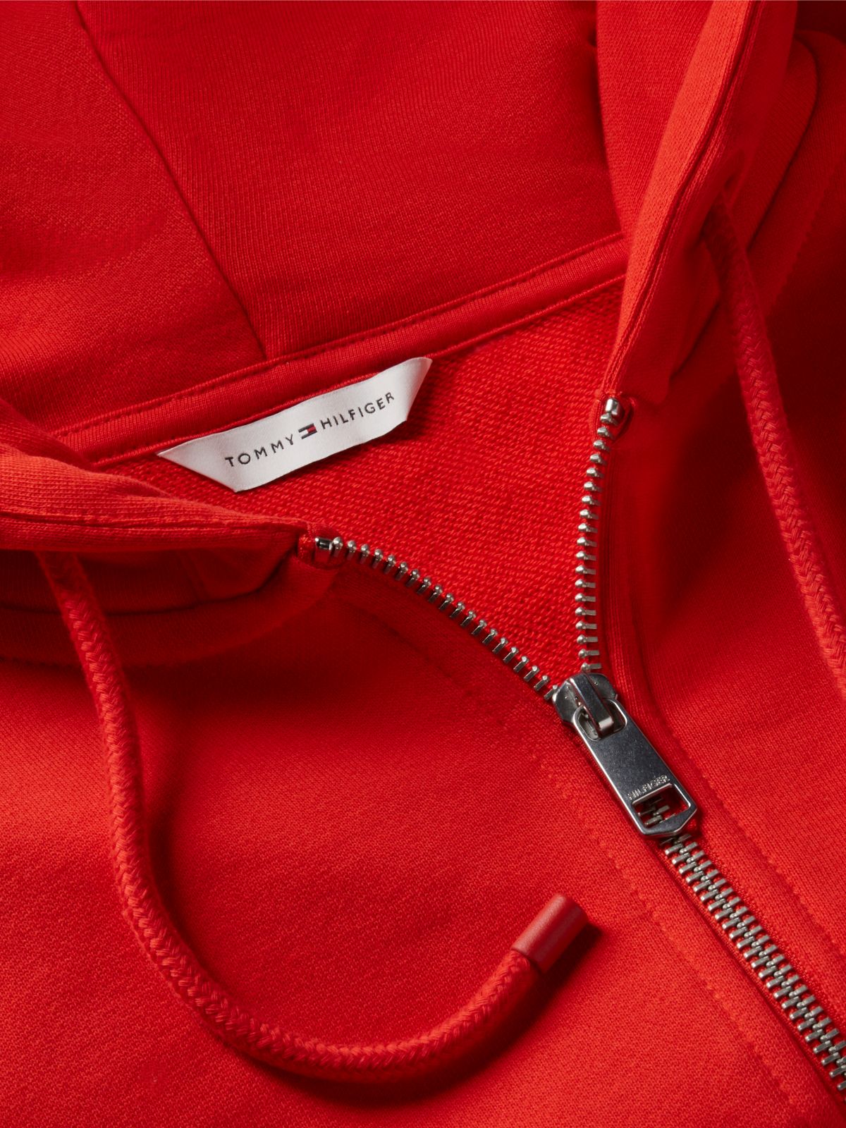 Logo Embroidery Zip-Thru Hoody — Red