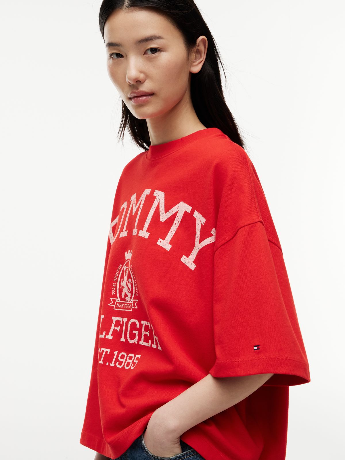 Crest Relaxed Oversized T-Shirt — Red