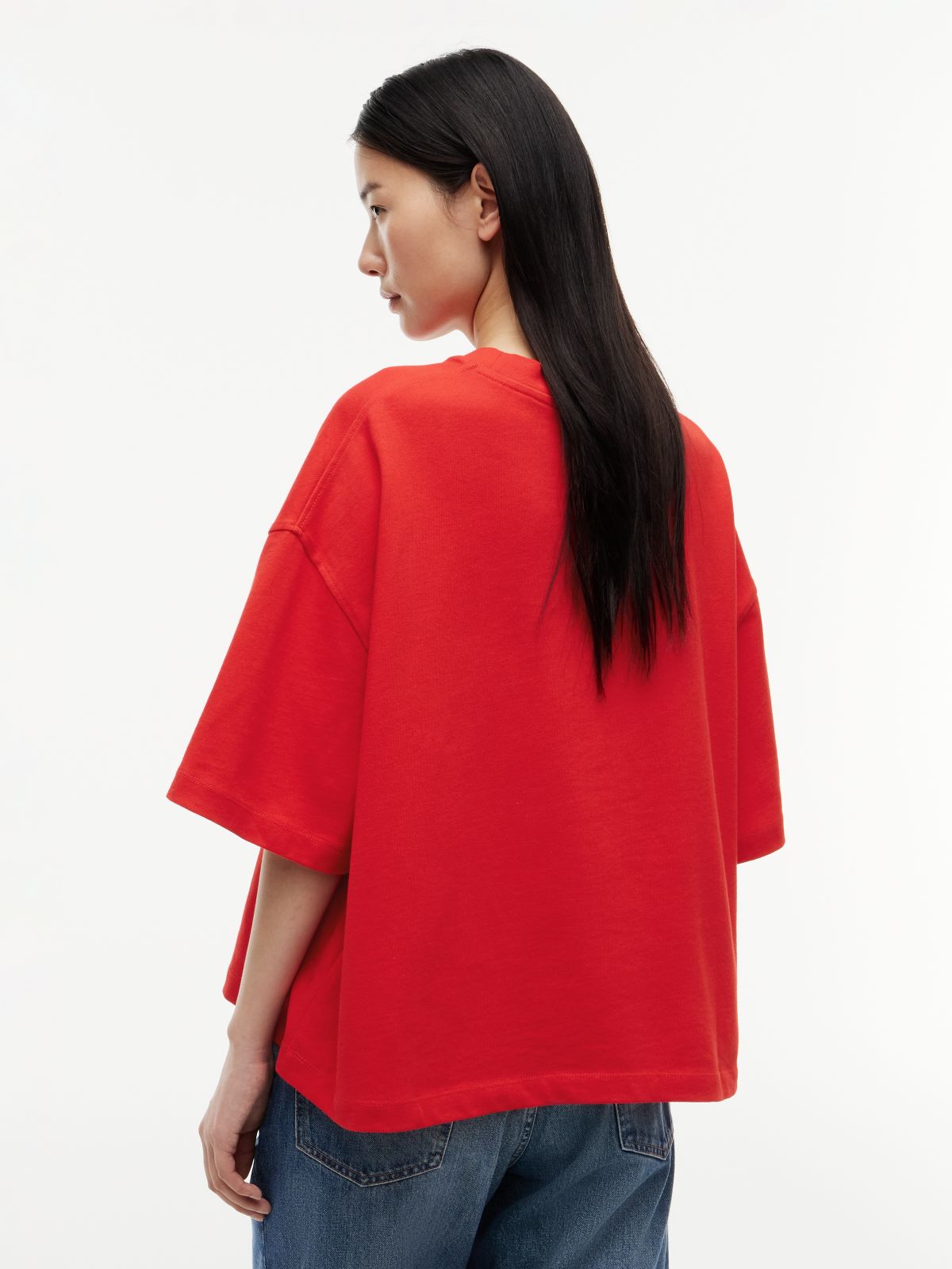 Crest Relaxed Oversized T-Shirt — Red