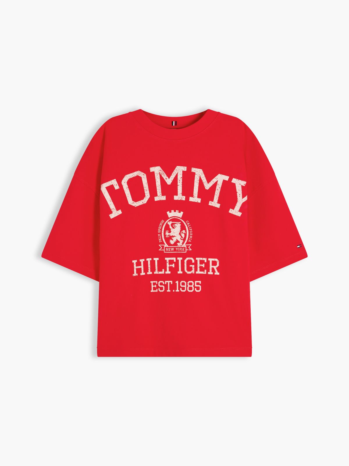 Crest Relaxed Oversized T-Shirt — Red