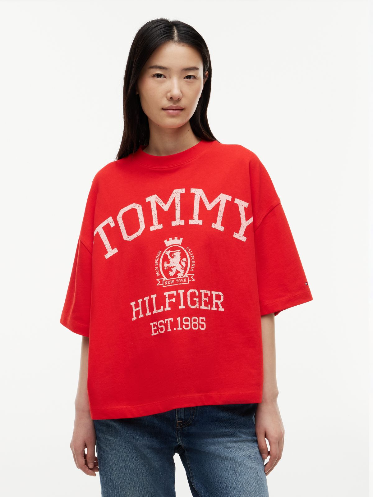 Crest Relaxed Oversized T-Shirt — Red