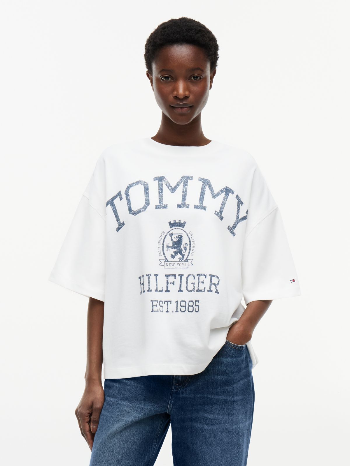 Crest Relaxed Oversized T-Shirt — White