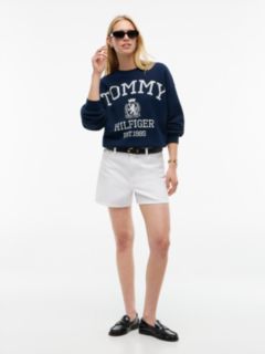 Crest Logo Drawstring Hem Relaxed Sweatshirt — Blue 2