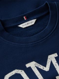 Crest Logo Drawstring Hem Relaxed Sweatshirt — Blue 6