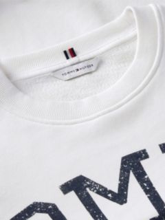 Crest Logo Drawstring Hem Relaxed Sweatshirt — White 6