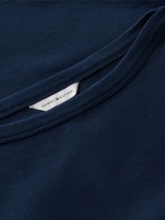 Gold-Tone Button Boat Neck T-Shirt — Blue 6