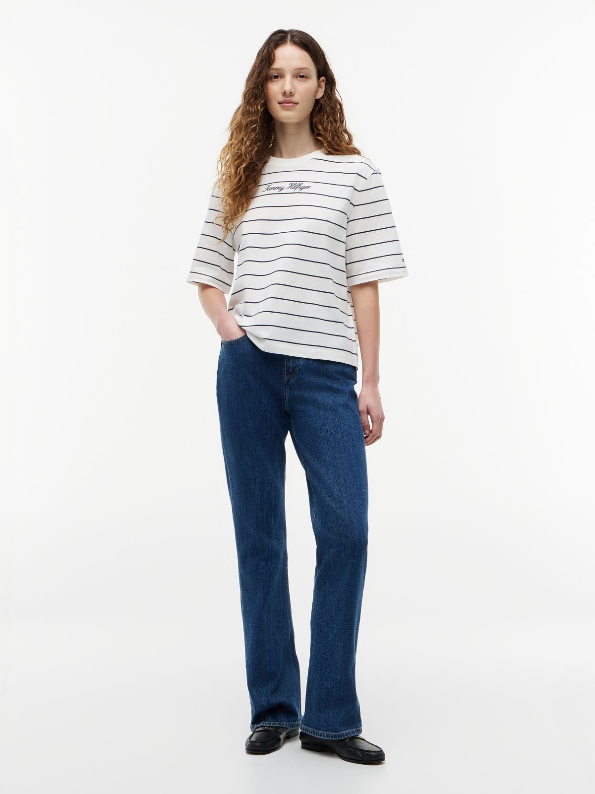 Logo Embroidery Relaxed Crew Neck T-Shirt — Multi