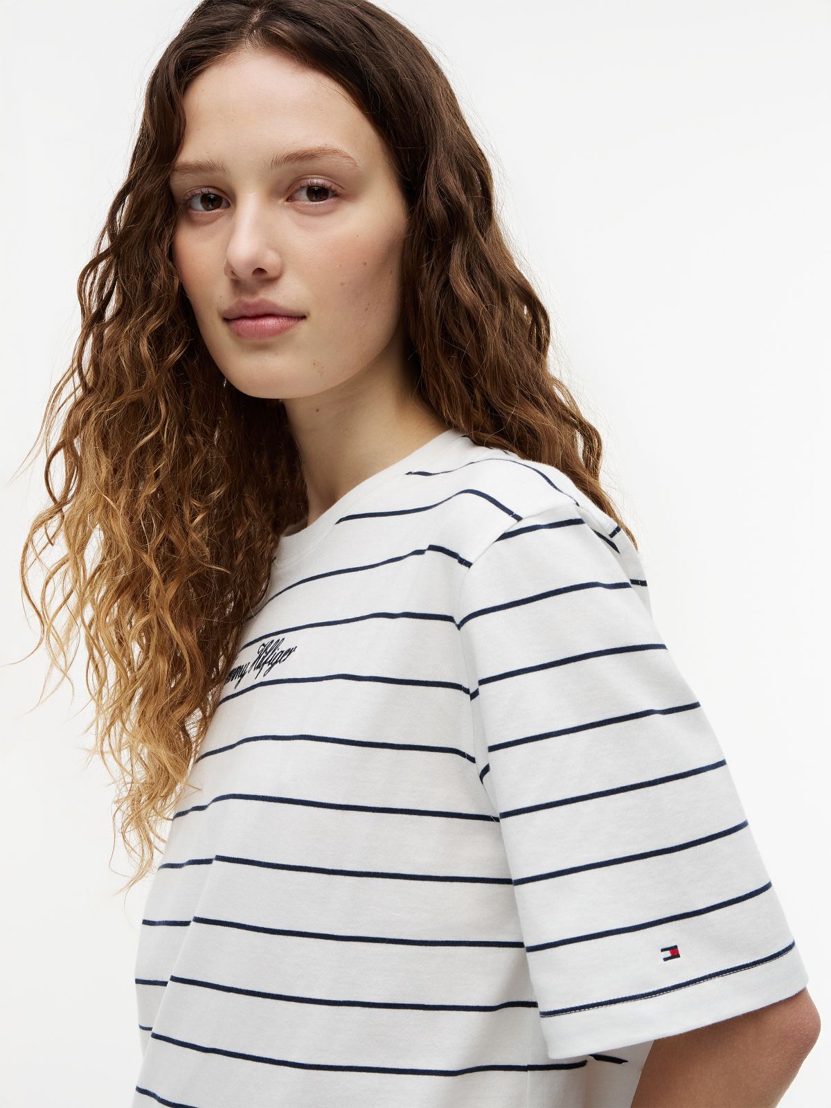 Logo Embroidery Relaxed Crew Neck T-Shirt — Multi