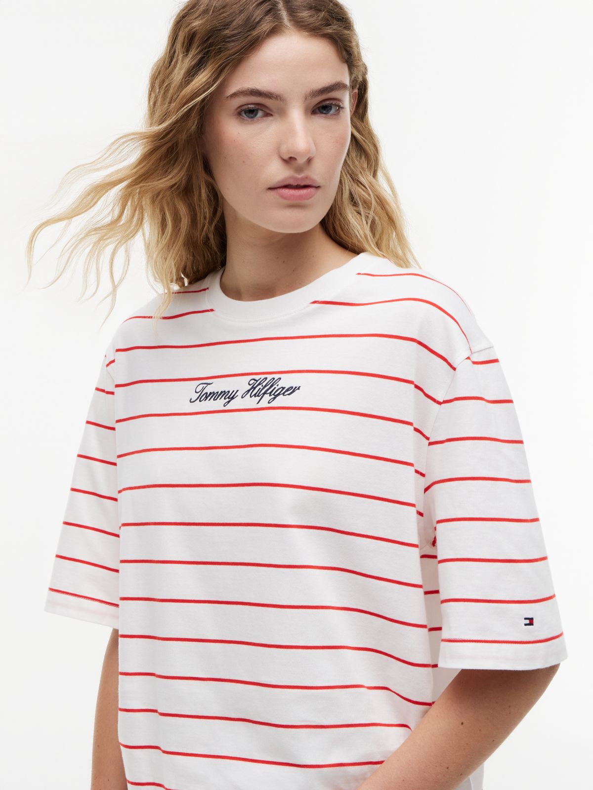 Logo Embroidery Relaxed Crew Neck T-Shirt — Multi