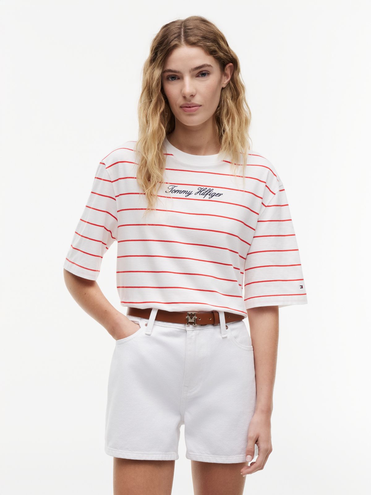 Logo Embroidery Relaxed Crew Neck T-Shirt — Multi