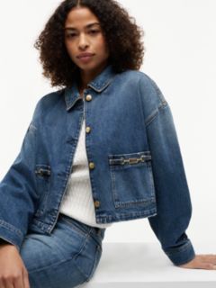 Flag Horsebit Relaxed Denim Jacket — Blue 3