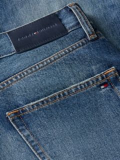 Gold-Tone Button Mid Rise Loose Straight Jeans — Blue 6