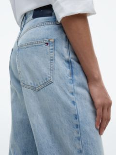 Gold-Tone Button Mid Rise Loose Straight Jeans — Blue 3