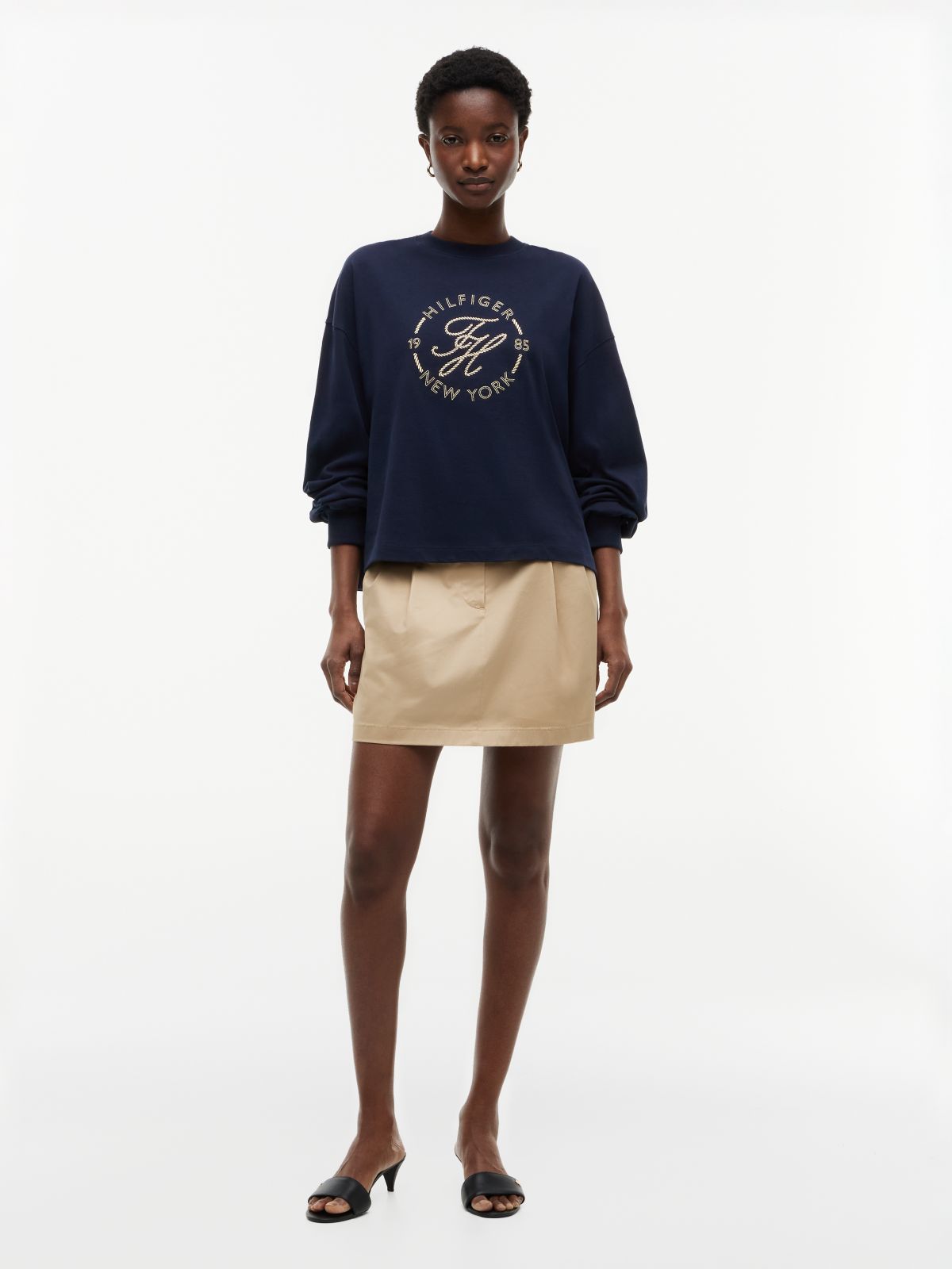 Logo Relaxed Crew Neck Sweatshirt — Blue