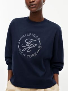 Logo Relaxed Crew Neck Sweatshirt — Blue 3