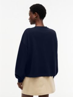 Logo Relaxed Crew Neck Sweatshirt — Blue 4
