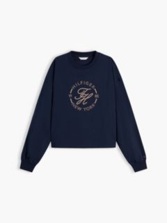 Logo Relaxed Crew Neck Sweatshirt — Blue 5