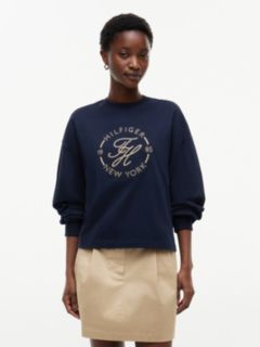 Logo Relaxed Crew Neck Sweatshirt — Blue 1
