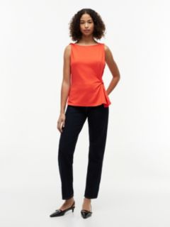Twist Boat Neck Sleeveless Top — Red 2