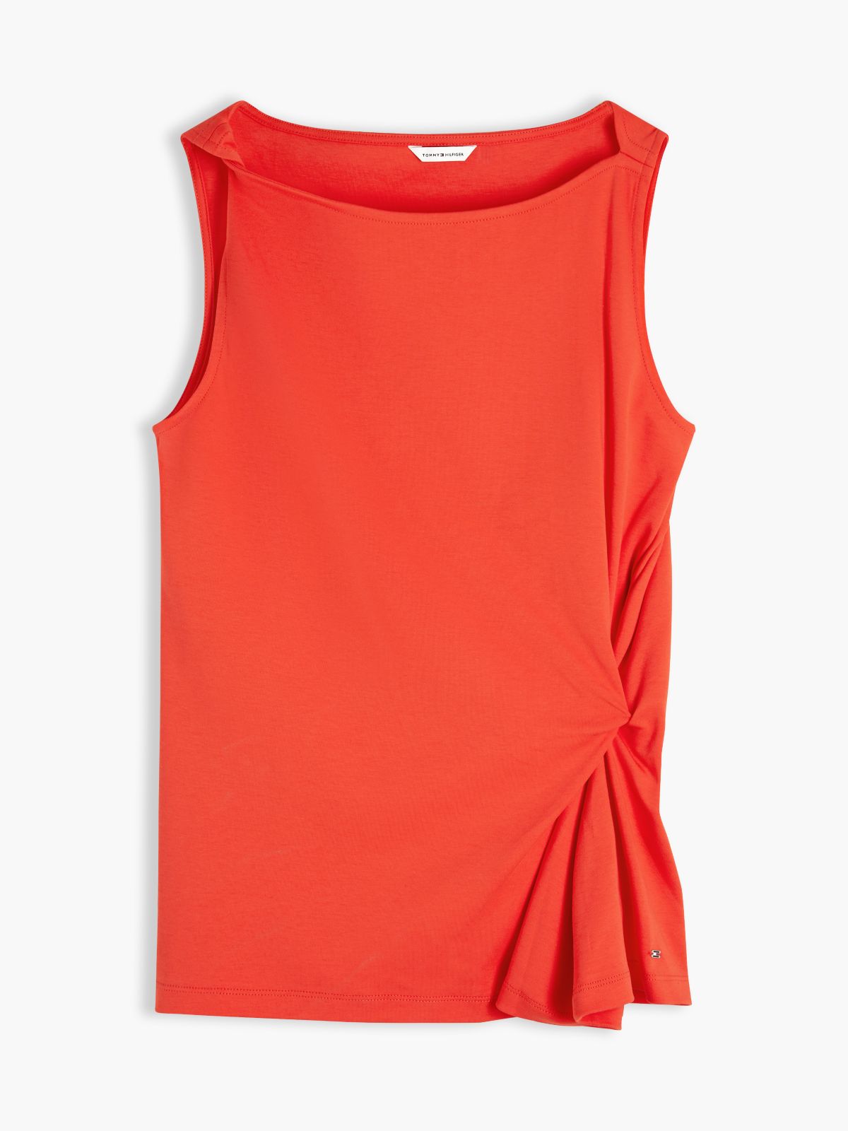 Twist Boat Neck Sleeveless Top — Red