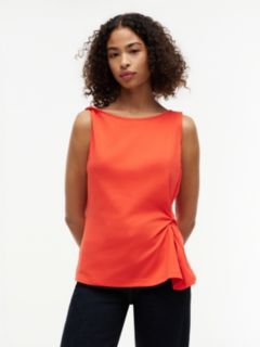 Twist Boat Neck Sleeveless Top — Red 1