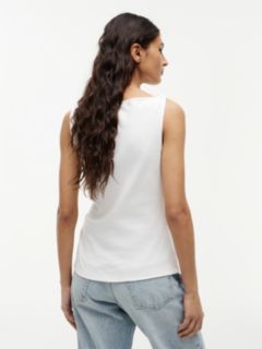 Twist Boat Neck Sleeveless Top — White 4
