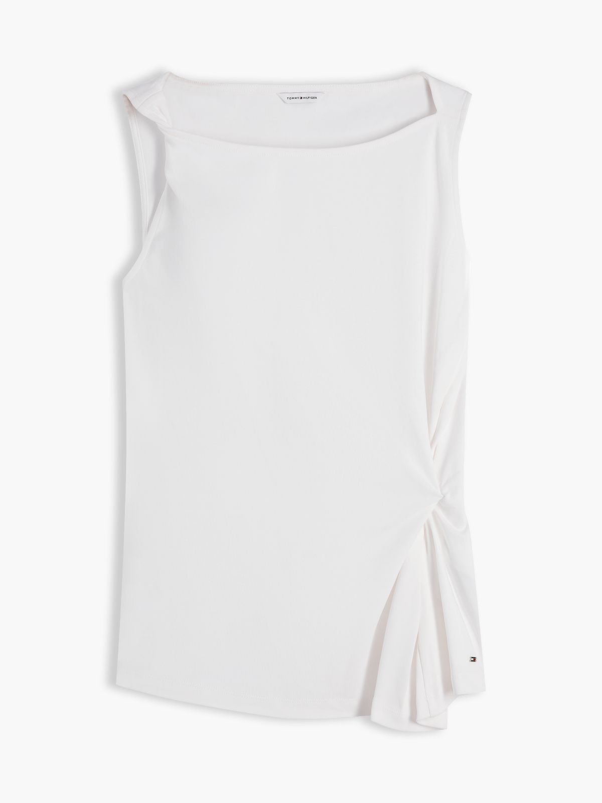 Twist Boat Neck Sleeveless Top — White