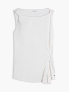 Twist Boat Neck Sleeveless Top — White 5