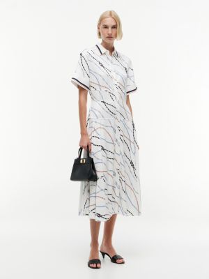 robe chemise midi à motif corde en sergé white pour femmes tommy hilfiger