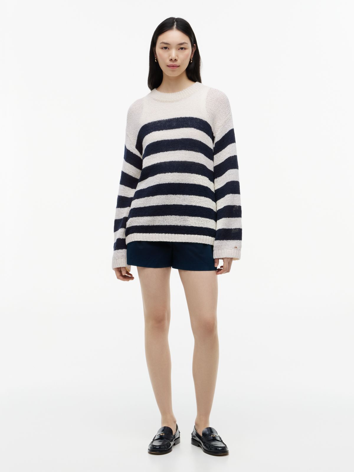 Stripe Relaxed Crew Neck Jumper — Multi