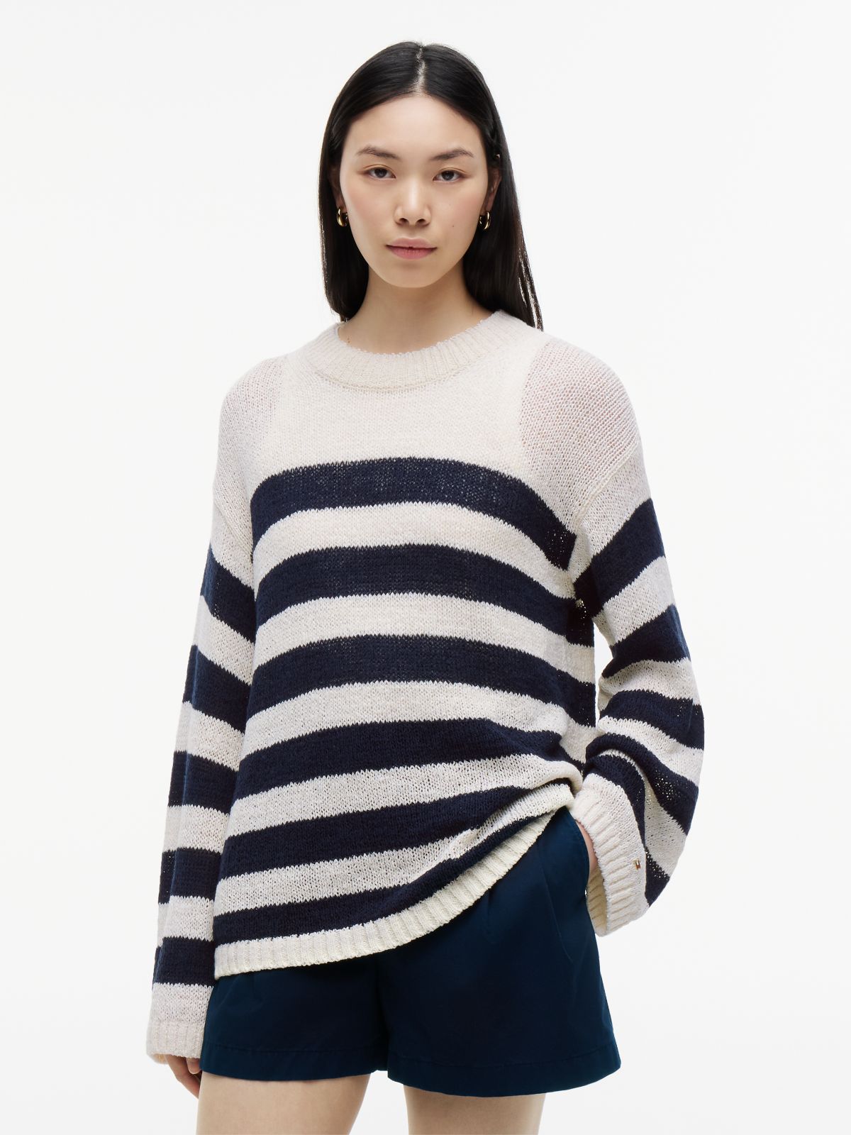 Stripe Relaxed Crew Neck Jumper — Multi