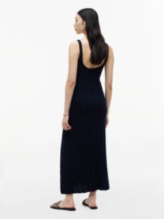 Cable Knit Fit And Flare Midi Dress — Blue 4