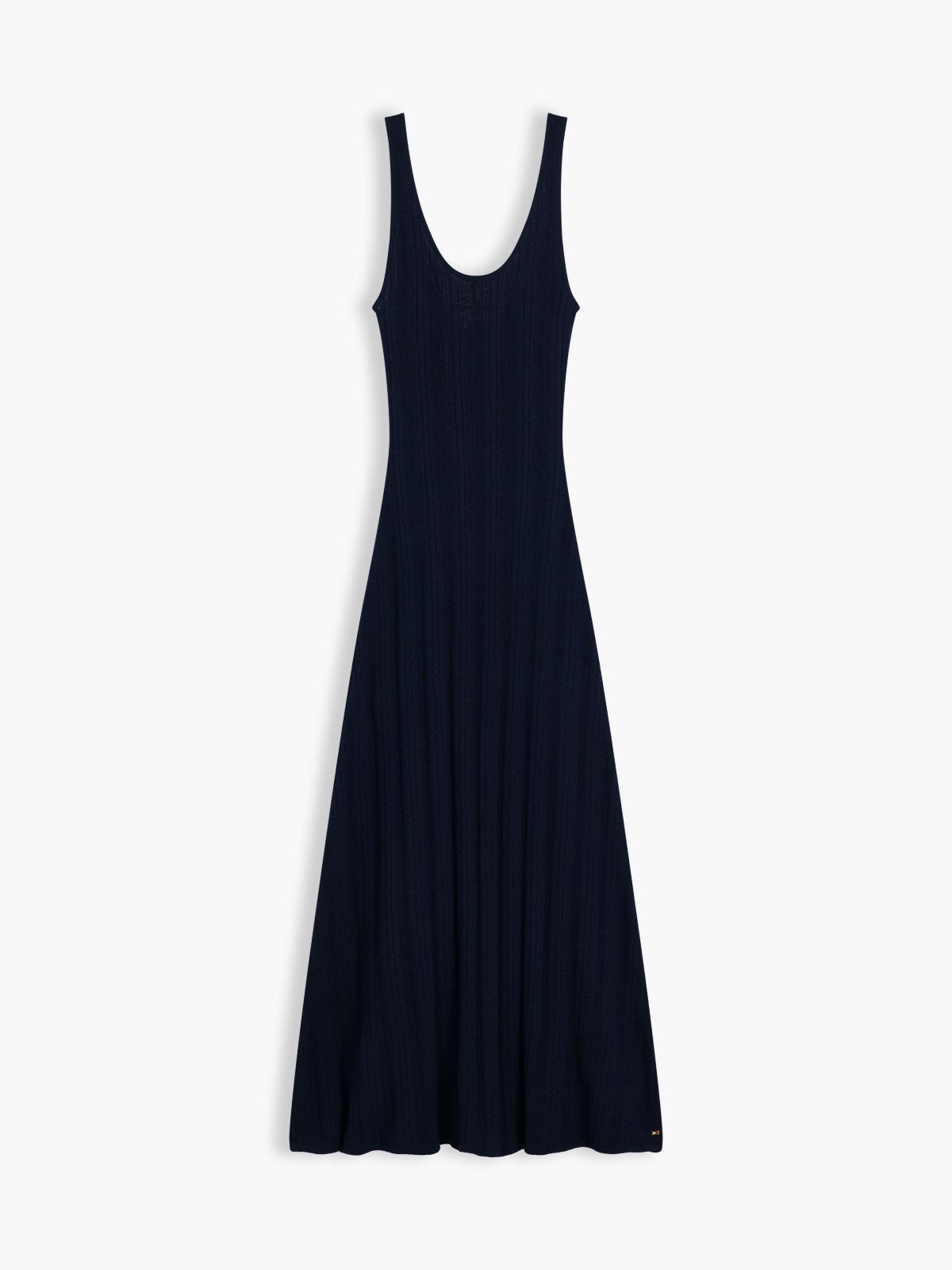 Cable Knit Fit And Flare Midi Dress — Blue