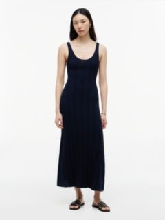 Cable Knit Fit And Flare Midi Dress — Blue 1