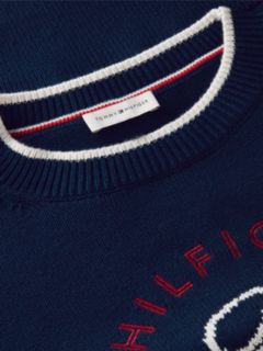 Logo Embroidery Relaxed Crew Neck Jumper — Blue 6