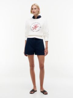 Logo Embroidery Relaxed Crew Neck Jumper — White 2