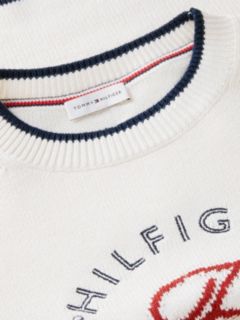Logo Embroidery Relaxed Crew Neck Jumper — White 6