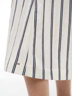Gold-Tone Button Stripe Midi Dress — White 3
