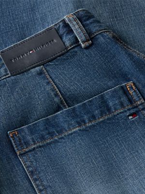 blue pleated mid rise wide leg jeans for women tommy hilfiger