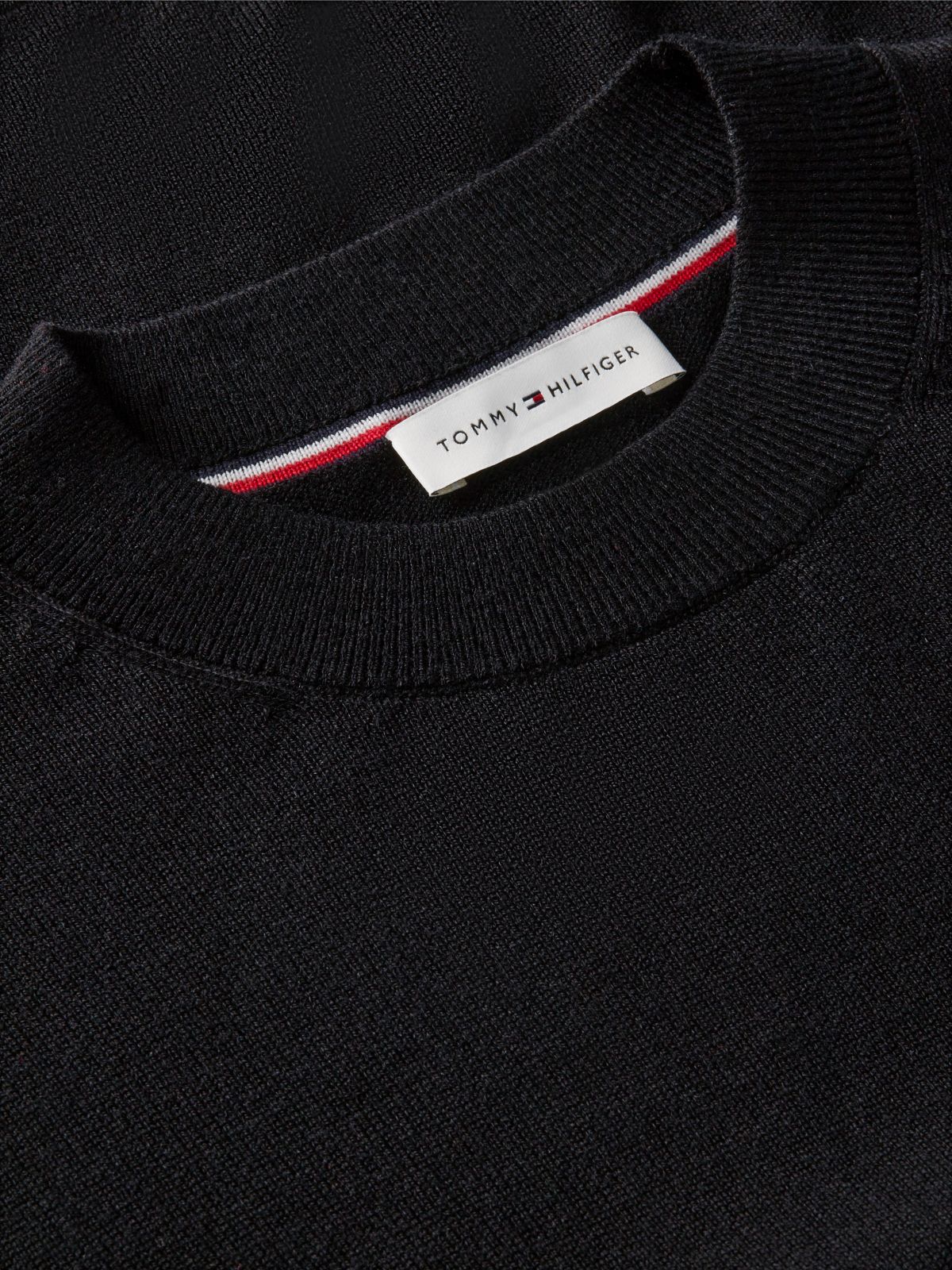 Tipped Short Sleeve Jumper With Silk — Black