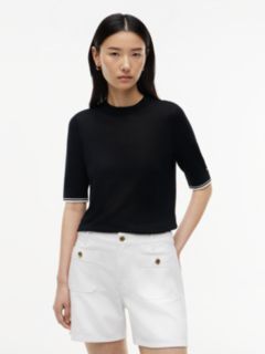Tipped Short Sleeve Jumper With Silk — Black 1