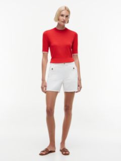 Tipped Short Sleeve Jumper With Silk — Red 2