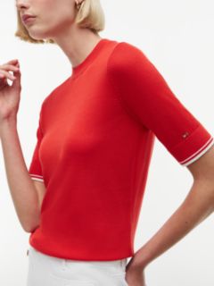 Tipped Short Sleeve Jumper With Silk — Red 3