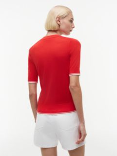 Tipped Short Sleeve Jumper With Silk — Red 4